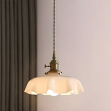 Modern White Glass Flower Gold Pendant Lights Image - 4