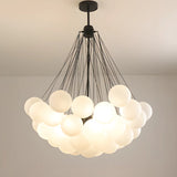 Modern White Glass Globe Cluster Chandelier Dining Room Image - 10