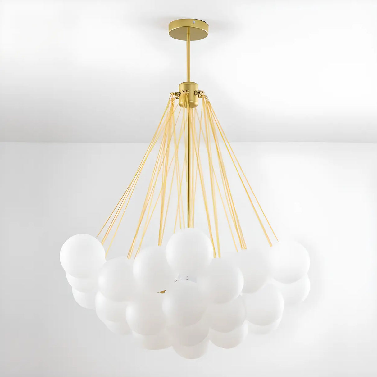 Modern White Glass Globe Cluster Chandelier Dining Room Image - 12