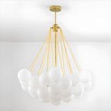 Modern White Glass Globe Cluster Chandelier Dining Room Image - 12