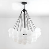 Modern White Glass Globe Cluster Chandelier Dining Room Image - 14