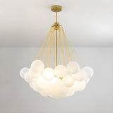 Modern White Glass Globe Cluster Chandelier Dining Room Image - 15