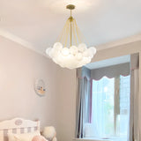 Modern White Glass Globe Cluster Chandelier Dining Room Image - 5