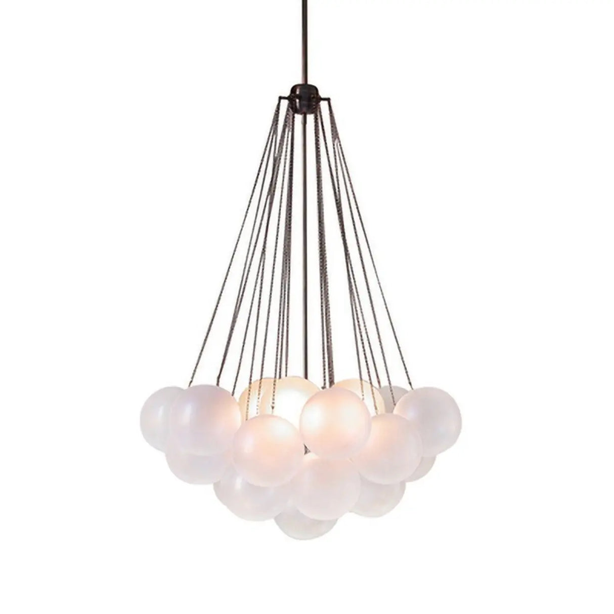 Modern White Glass Globe Cluster Chandelier Dining Room Image - 6