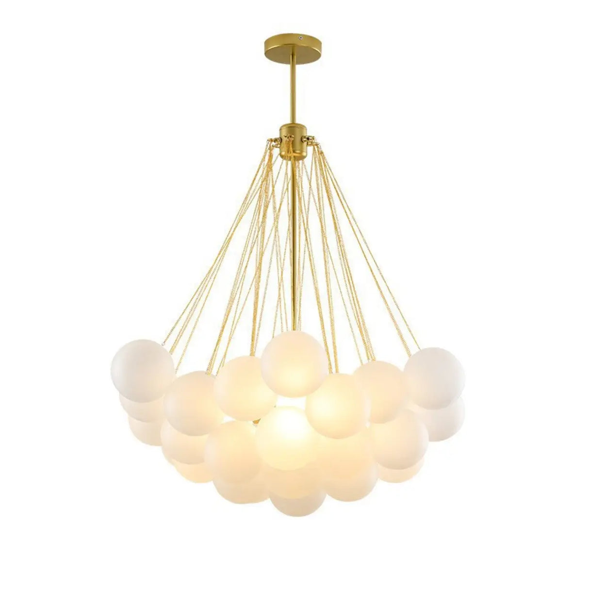 Modern White Glass Globe Cluster Chandelier Dining Room Image - 7