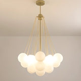 Modern White Glass Globe Cluster Chandelier Dining Room Image - 8