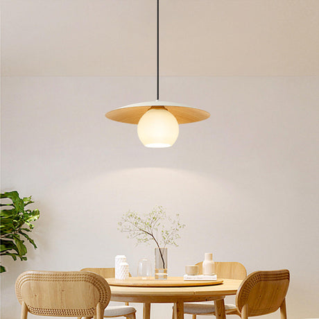 Modern White Glass Globe Cord Dining Room Pendant Light Image - 2