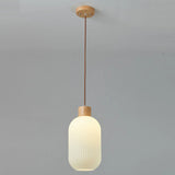 Modern White Glass Pendant Light Cylinder Dining Room Image - 2