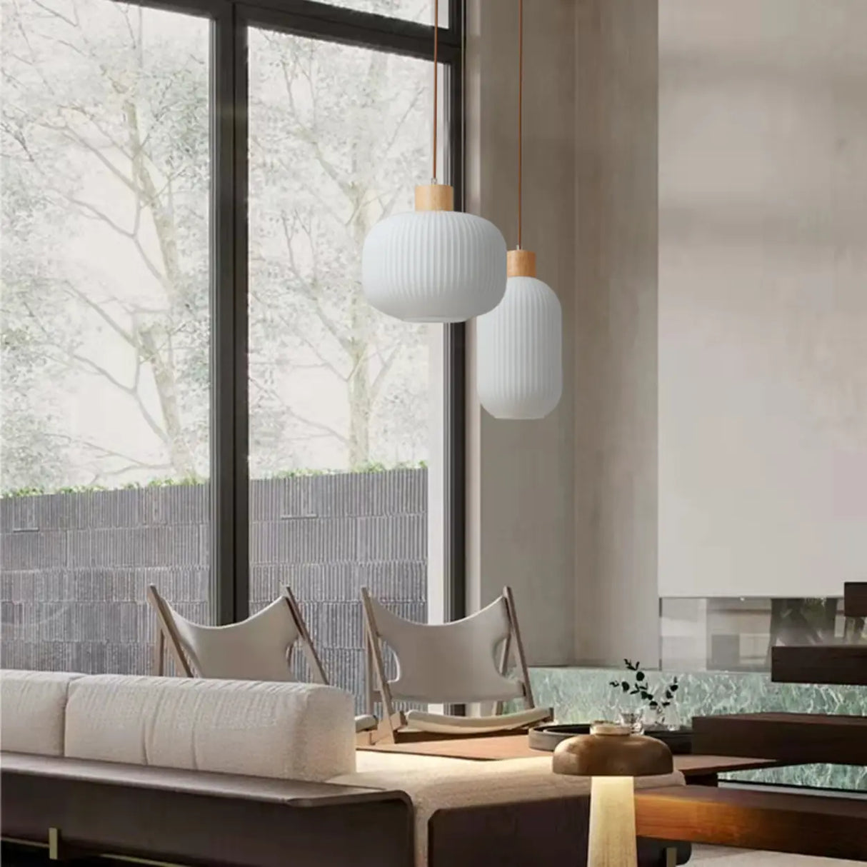 Modern White Glass Pendant Light Cylinder Dining Room Image - 6