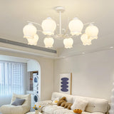 Modern White Glass Tulip Round Pendant Chandelier Image - 1