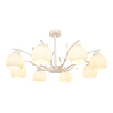 Modern White Glass Tulip Round Pendant Chandelier Image - 10