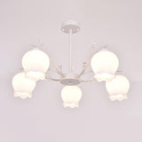 Modern White Glass Tulip Round Pendant Chandelier Image - 12