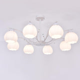 Modern White Glass Tulip Round Pendant Chandelier Image - 15