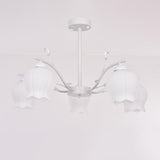 Modern White Glass Tulip Round Pendant Chandelier Image - 16