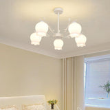 Modern White Glass Tulip Round Pendant Chandelier Image - 21