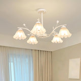 Modern White Glass Tulip Round Pendant Chandelier Image - 3