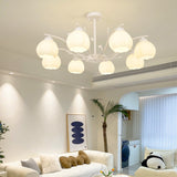 Modern White Glass Tulip Round Pendant Chandelier Image - 6