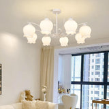 Modern White Glass Tulip Round Pendant Chandelier Image - 7