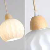 Modern White Glass Wavy Dome Dining Room Pendant Light Image - 13