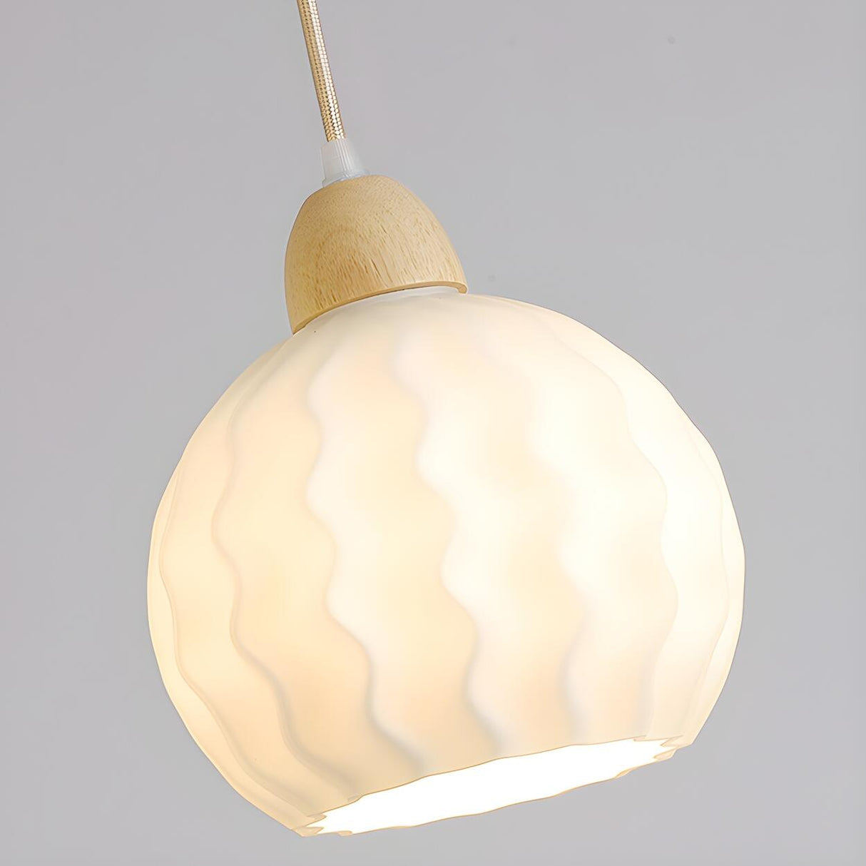 Modern White Glass Wavy Dome Dining Room Pendant Light Image - 15