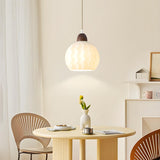 Modern White Glass Wavy Dome Dining Room Pendant Light Image - 16