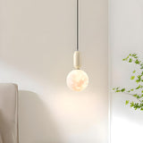 Modern White Globe Bedroom Adjustable Height Pendant Light Image - 10