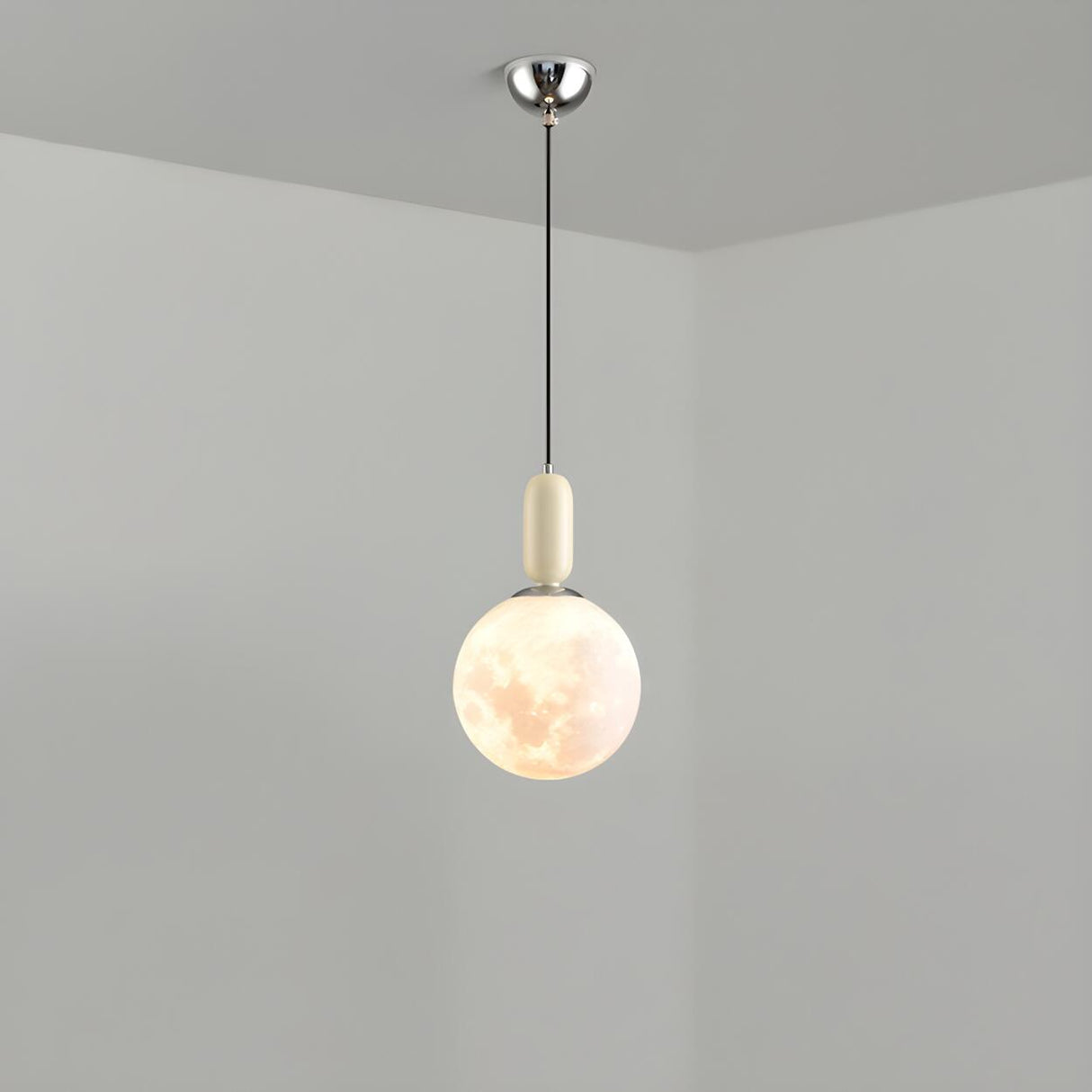 Modern White Globe Bedroom Adjustable Height Pendant Light Image - 11