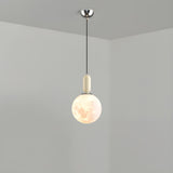 Modern White Globe Bedroom Adjustable Height Pendant Light Image - 11