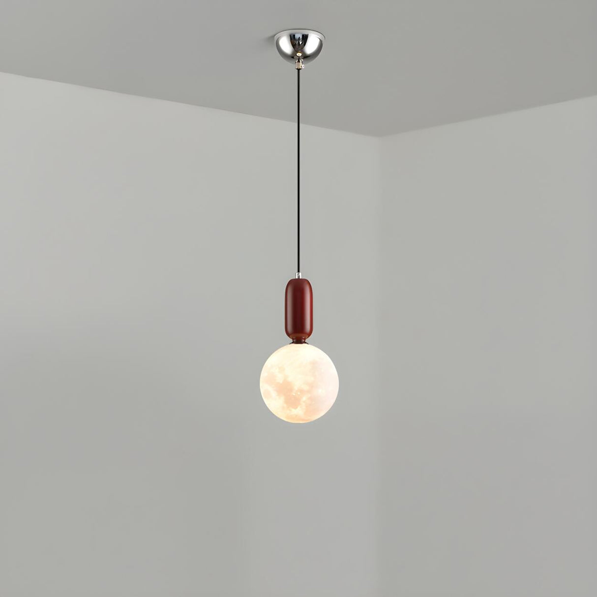 Modern White Globe Bedroom Adjustable Height Pendant Light Image - 2