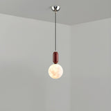 Modern White Globe Bedroom Adjustable Height Pendant Light Image - 2