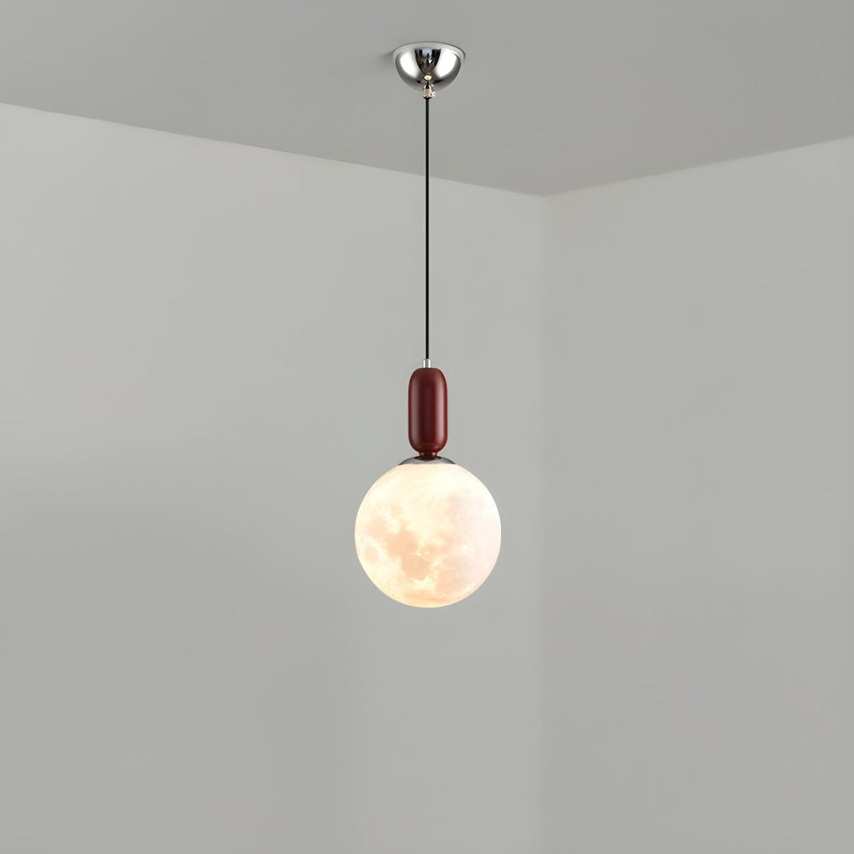 Modern White Globe Bedroom Adjustable Height Pendant Light Image - 3