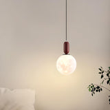 Modern White Globe Bedroom Adjustable Height Pendant Light Image - 6