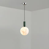 Modern White Globe Bedroom Adjustable Height Pendant Light Image - 7