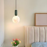 Modern White Globe Bedroom Adjustable Height Pendant Light Image - 8