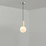 Modern White Globe Bedroom Adjustable Height Pendant Light Image - 9