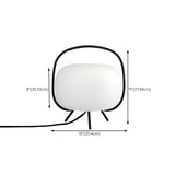 Modern White Globe Glass Shape Black Frame Table Lamp #size