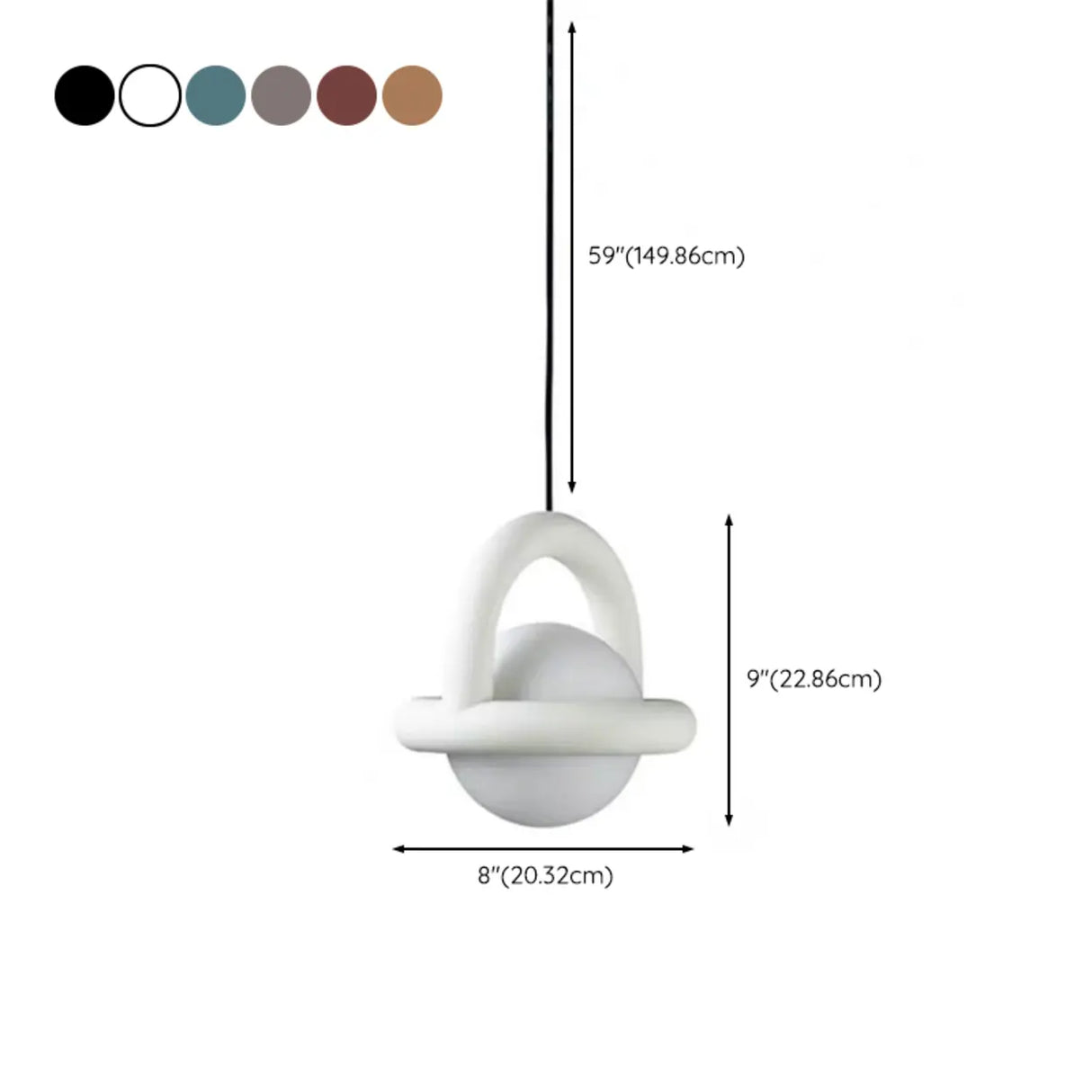 Modern White Globe Pendant Light Adjustable Length 