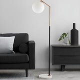 Modern White Globe Shade and Marble Base Floor Lamp Image - 1