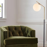 Modern White Globe Shade and Marble Base Floor Lamp Image - 11