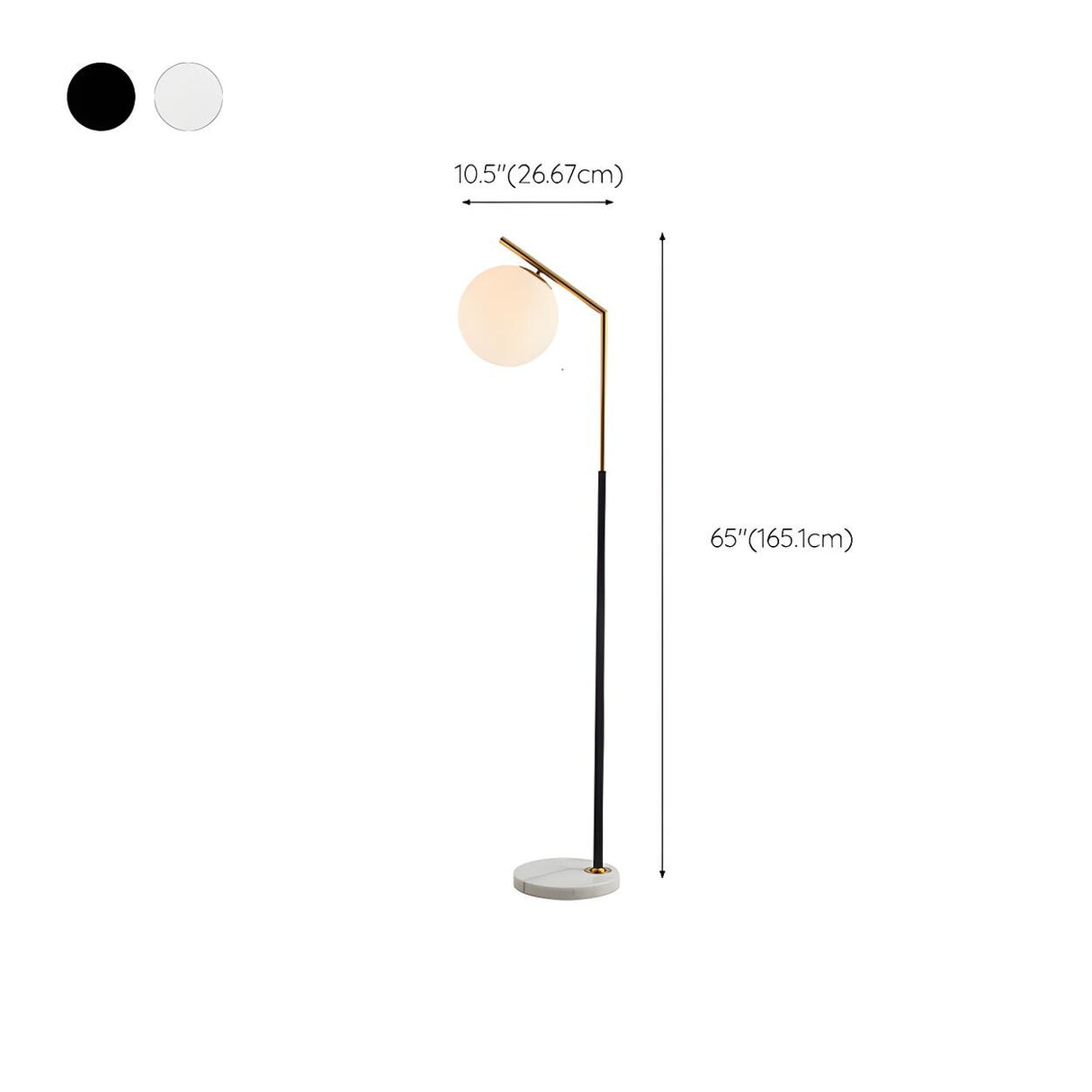 Modern White Globe Shade and Marble Base Floor Lamp 