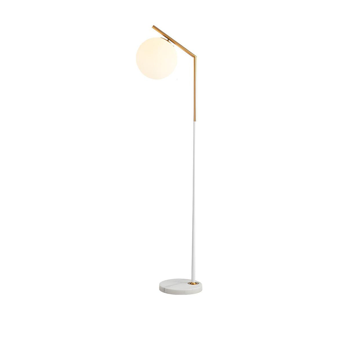 Modern White Globe Shade and Marble Base Floor Lamp Image - 2