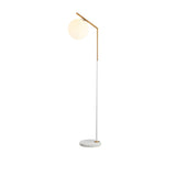 Modern White Globe Shade and Marble Base Floor Lamp Image - 2