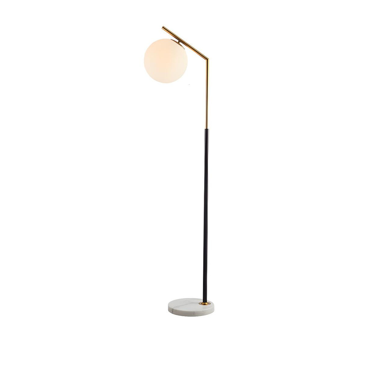 Modern White Globe Shade and Marble Base Floor Lamp Image - 3