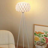 Modern White Honeycomb Shade Tripod Floor Lamp Image - 13