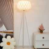 Modern White Honeycomb Shade Tripod Floor Lamp Image - 14