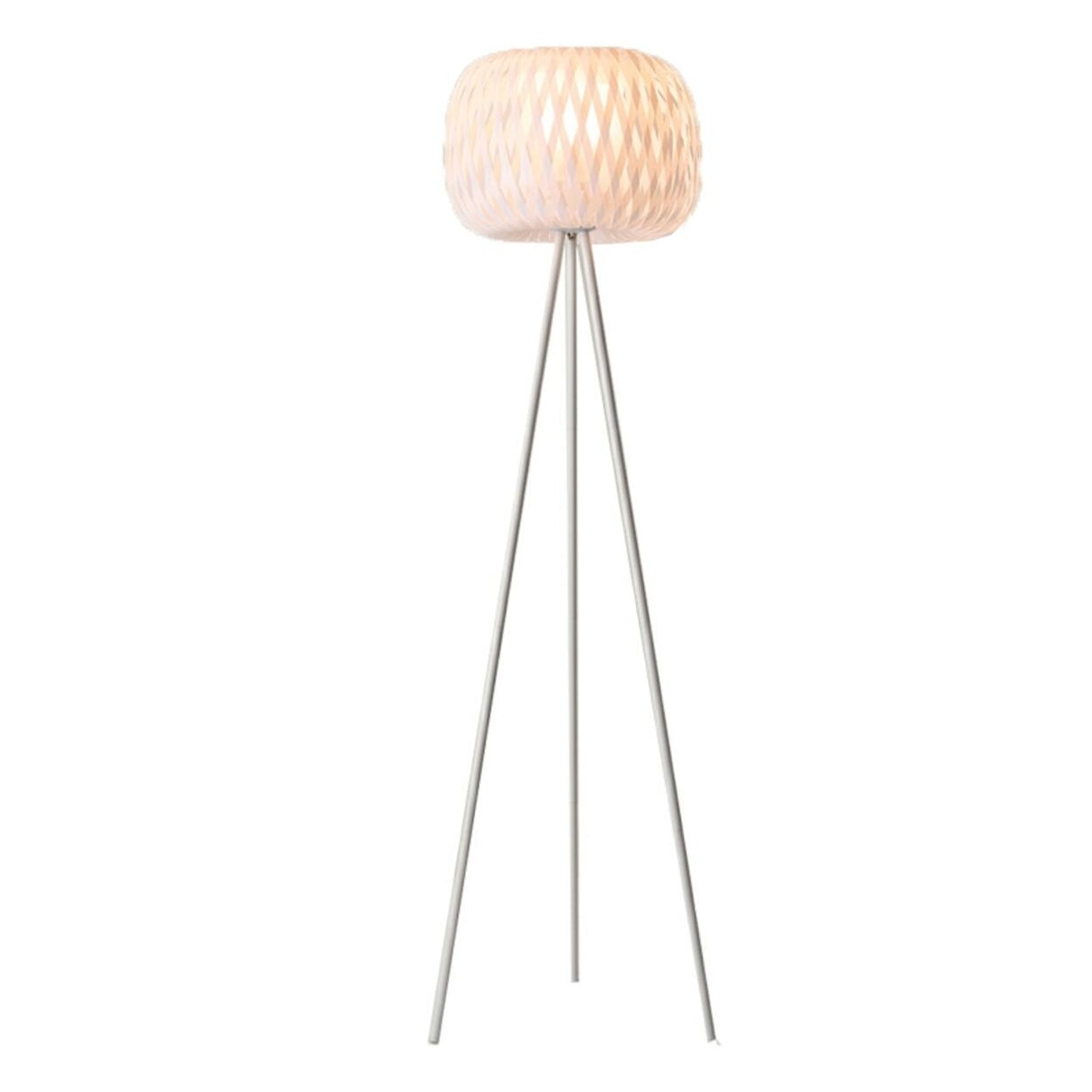 Modern White Honeycomb Shade Tripod Floor Lamp Image - 6