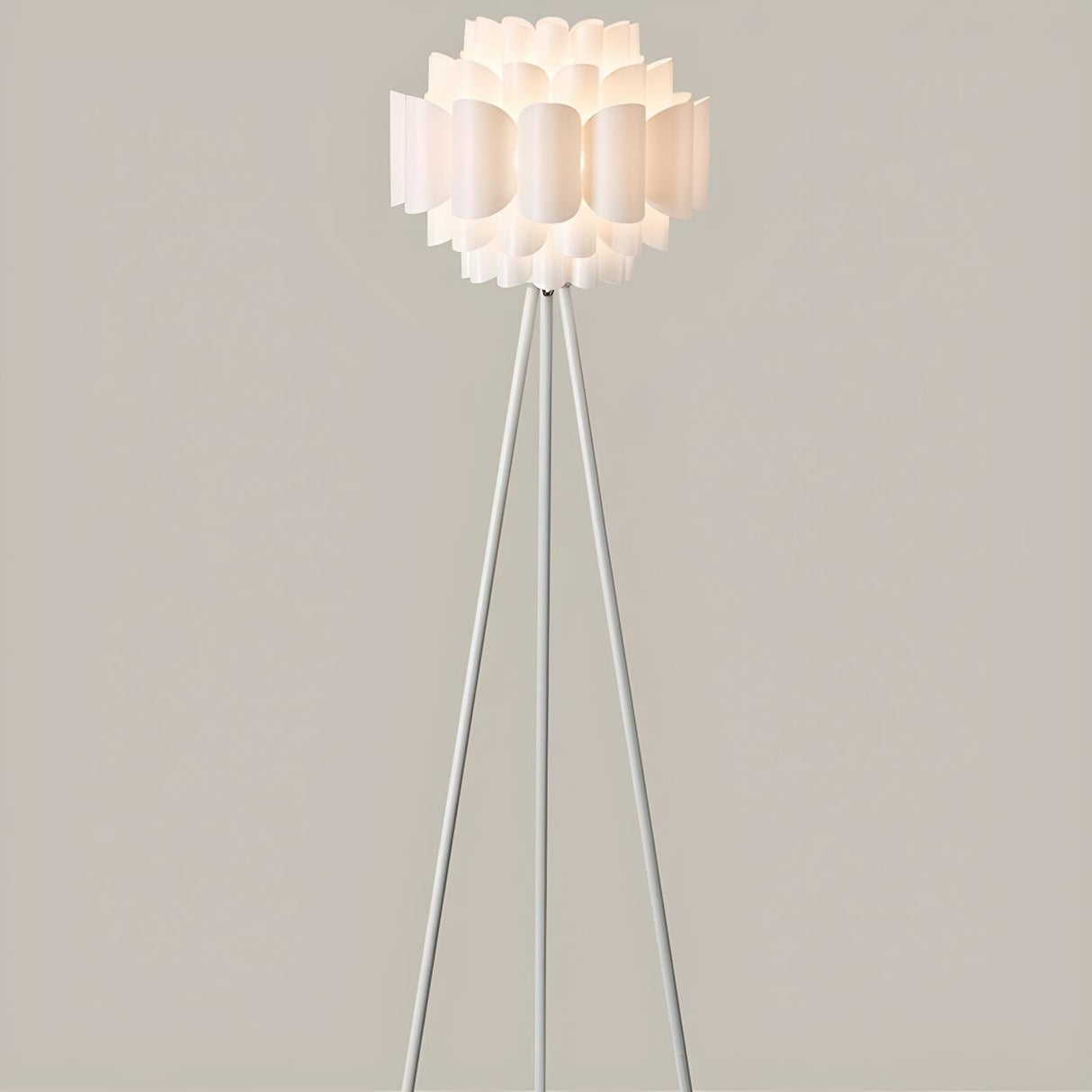 Modern White Honeycomb Shade Tripod Floor Lamp Image - 7