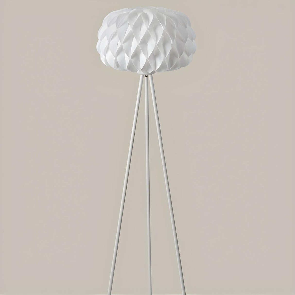 Modern White Honeycomb Shade Tripod Floor Lamp Image - 8