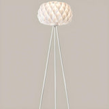 Modern White Honeycomb Shade Tripod Floor Lamp Image - 9