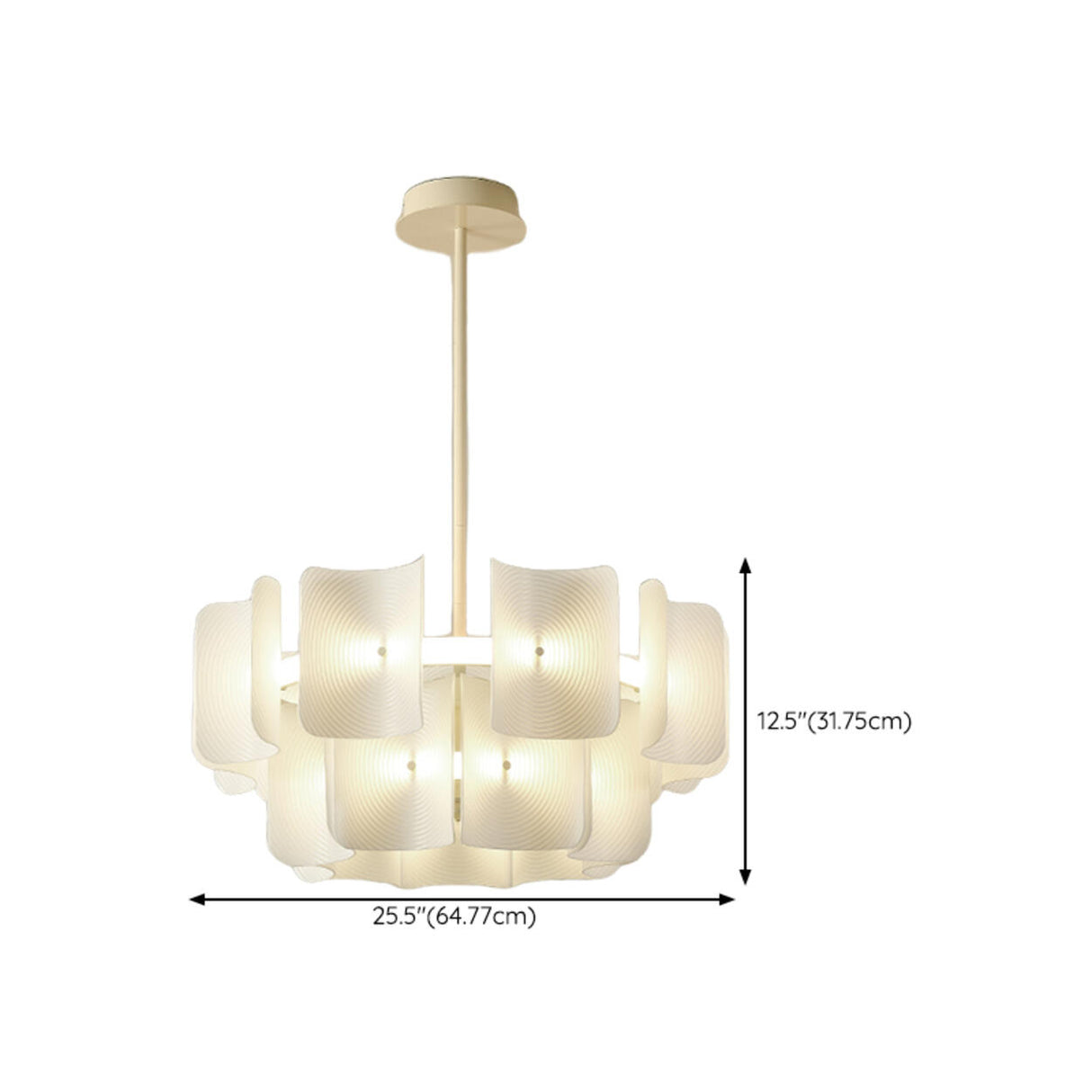 Modern White Layered Chandelier Adjustable Height 